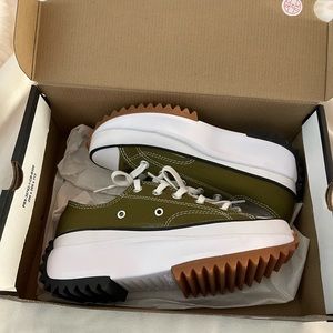 Run star hike converse high top sneakers. Rare color: army green